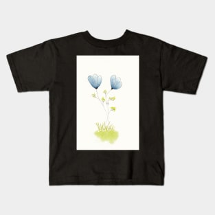 Two Blue Flowers in Pen Ink and Watercolor Kids T-Shirt